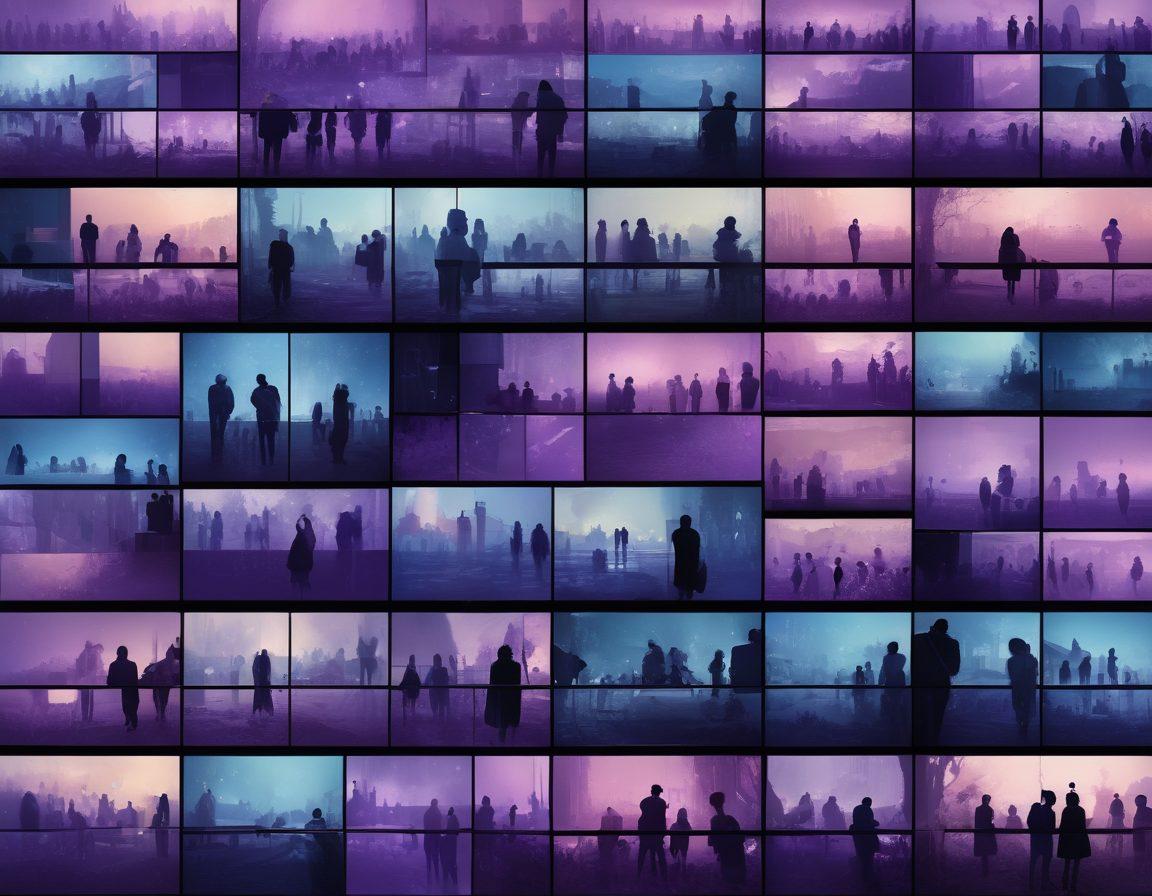 A captivating abstract representation of a digital landscape showcasing private video platforms, with visual elements like film strips and silhouettes of people engaging in private video chats. Enveloping the scene is a veil of mystery with subtle, blurred keys and locks symbolizing exclusivity and secrecy. The color palette should incorporate deep purples, blues, and hints of gold to evoke a sense of intrigue and elegance. super-realistic. vibrant colors. mysterious atmosphere.